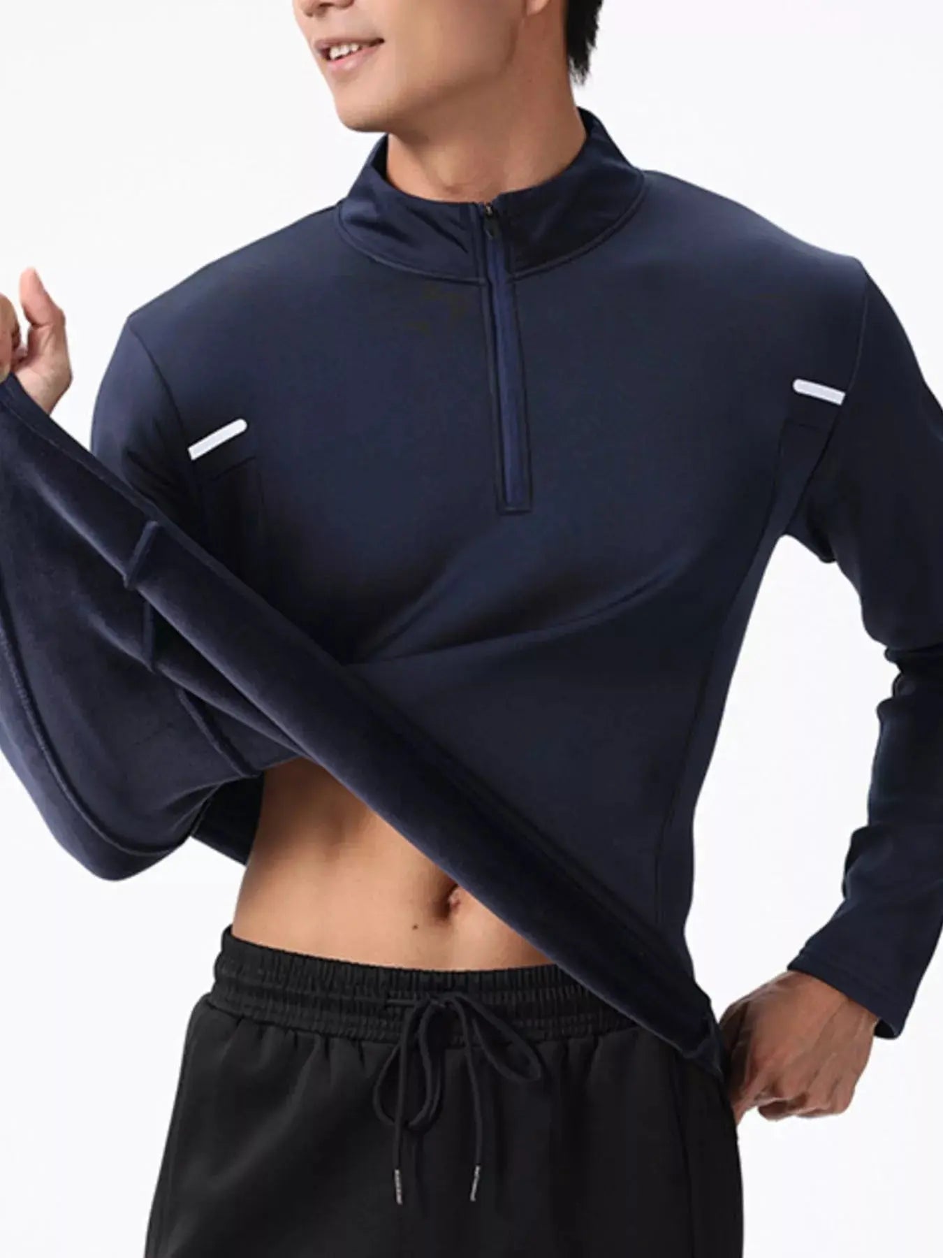 Men's Plus Size Half-Zip Long Sleeve Top Simply Love