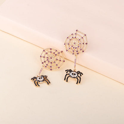 Sparkling alloy earrings with rhinestones