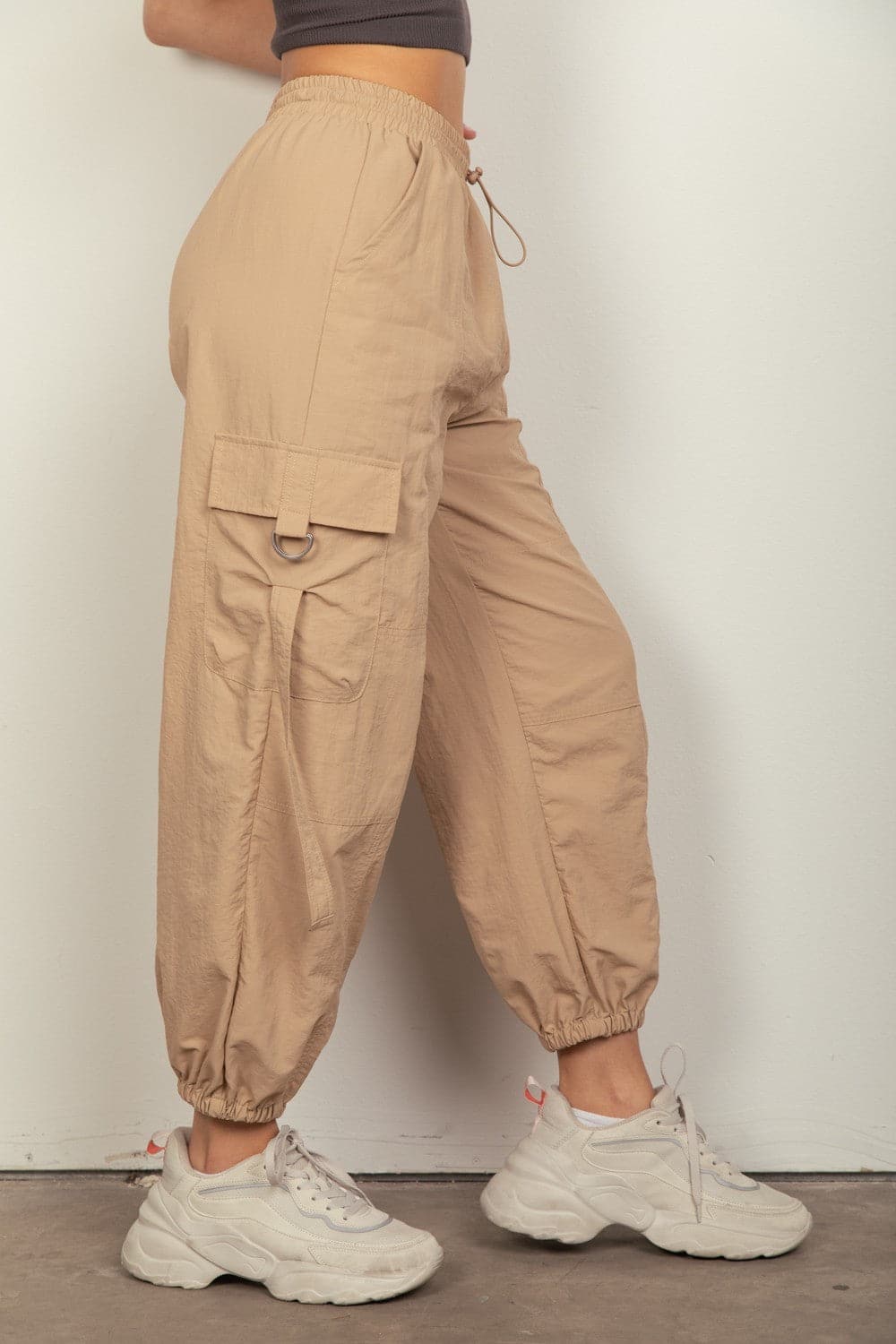 Y2K-Inspired Elastic Waist Utility Cargo Pants