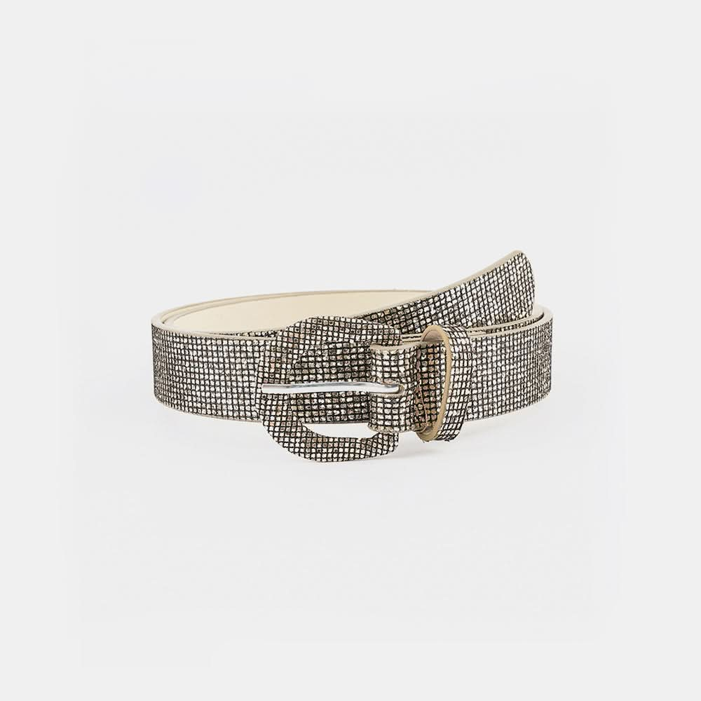 Sparkling sequined PU leather belt