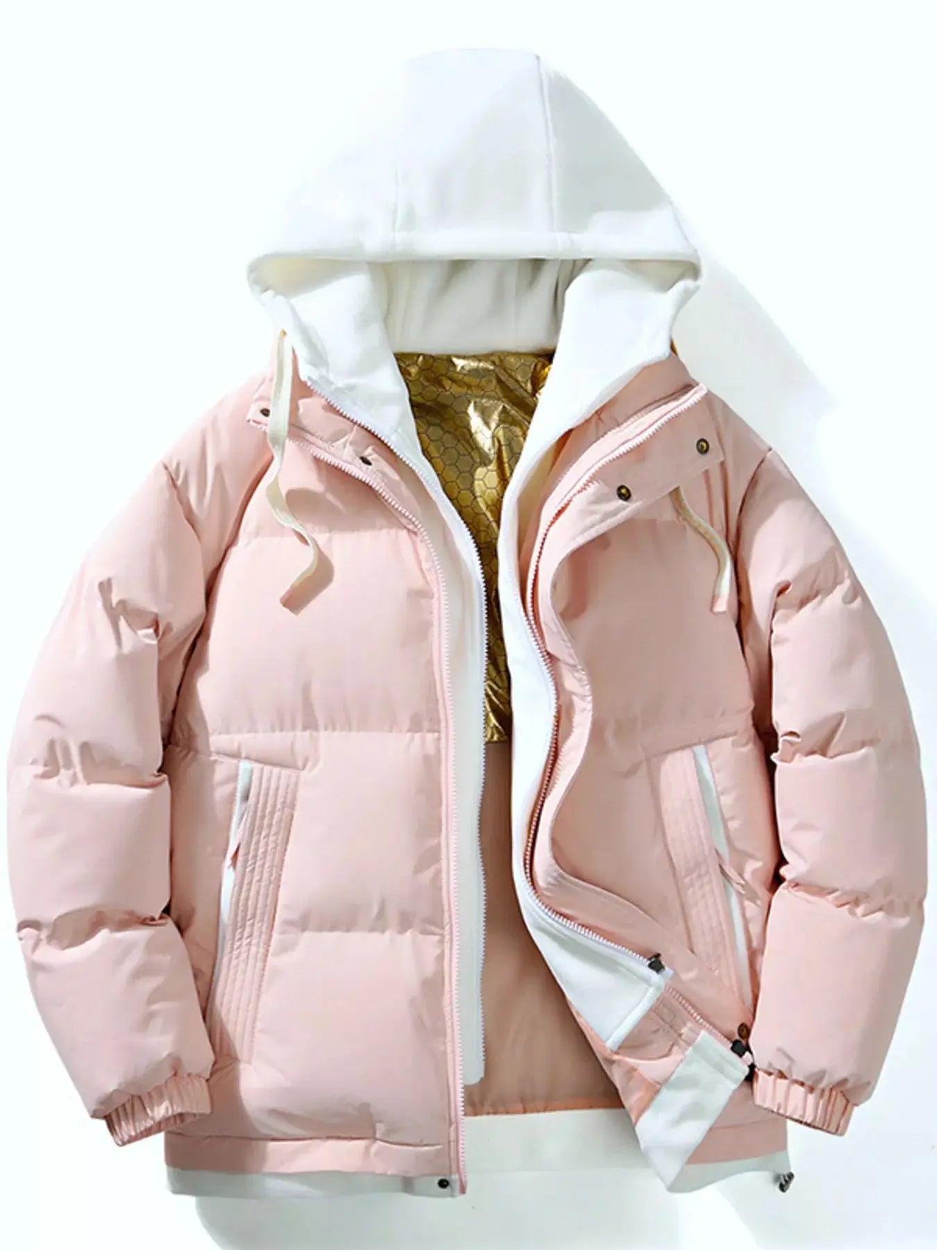 Men's Full Size Two-Tone Hooded Puffer Jacket Plus Size Simply Love