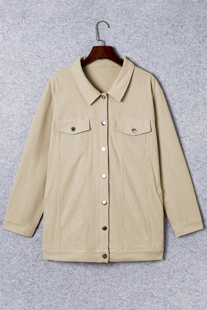 Khaki plus size corduroy jacket