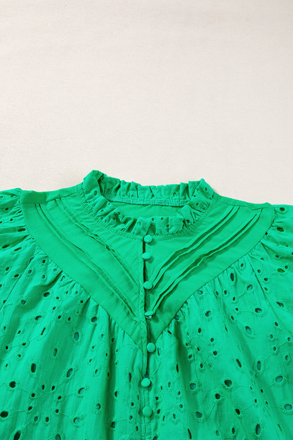 Charming green puff sleeve blouse