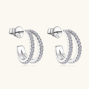 Moissanite 925 Sterling Silver C-Hoop Earrings.