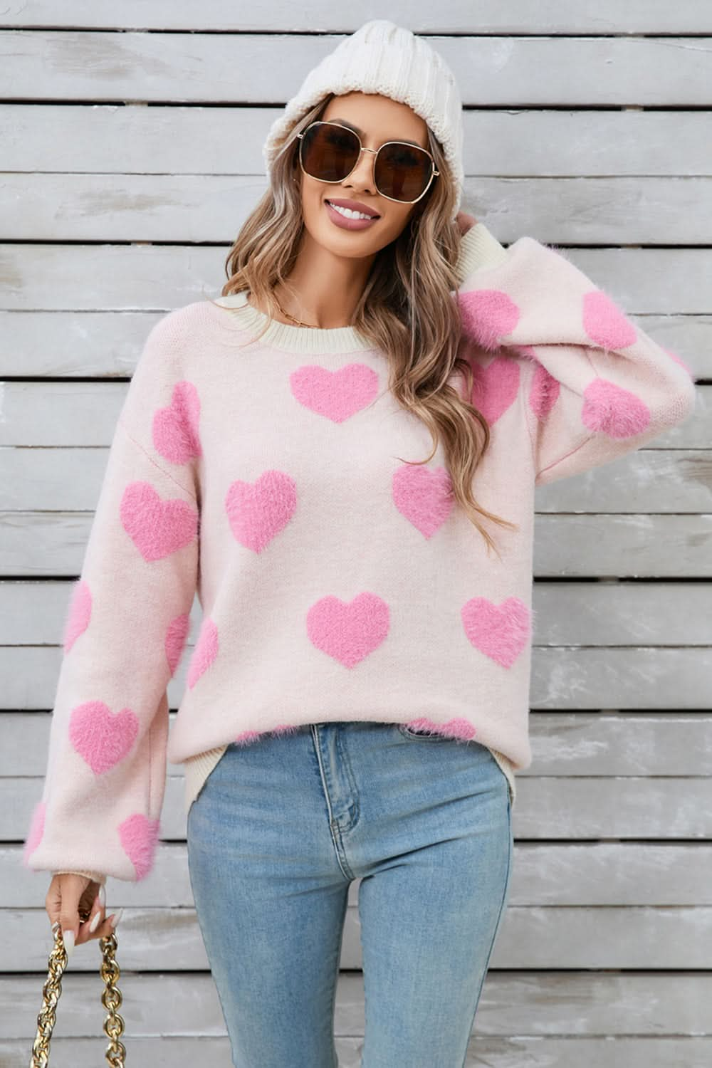 Heartfelt angel wings long sleeve sweater with dropped shoulders