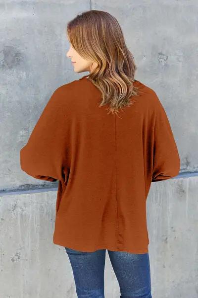 Double Take Full Size Round Neck Long Sleeve T-Shirt - Love Salve