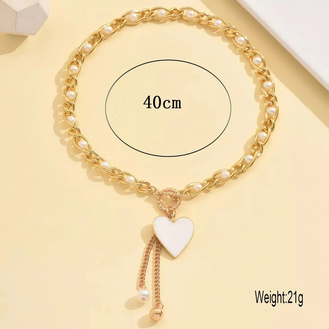 18K Gold-Plated Pearl Heart Necklace Simply Love