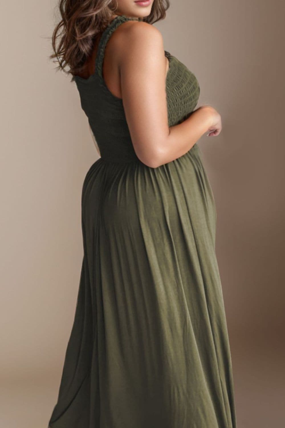 Plus Size Smocked Square Neck Maxi Dress.