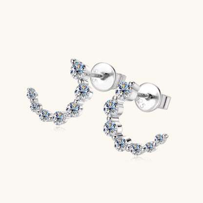 925 Sterling Silver Inlaid Moissanite Stud Earrings.