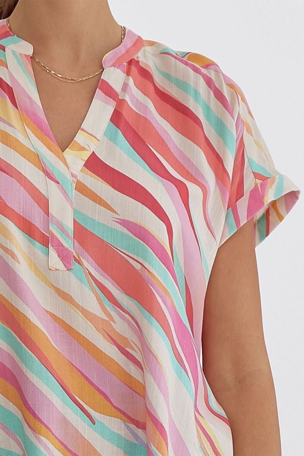 Chic plus-size abstract top, white - Love Salve 