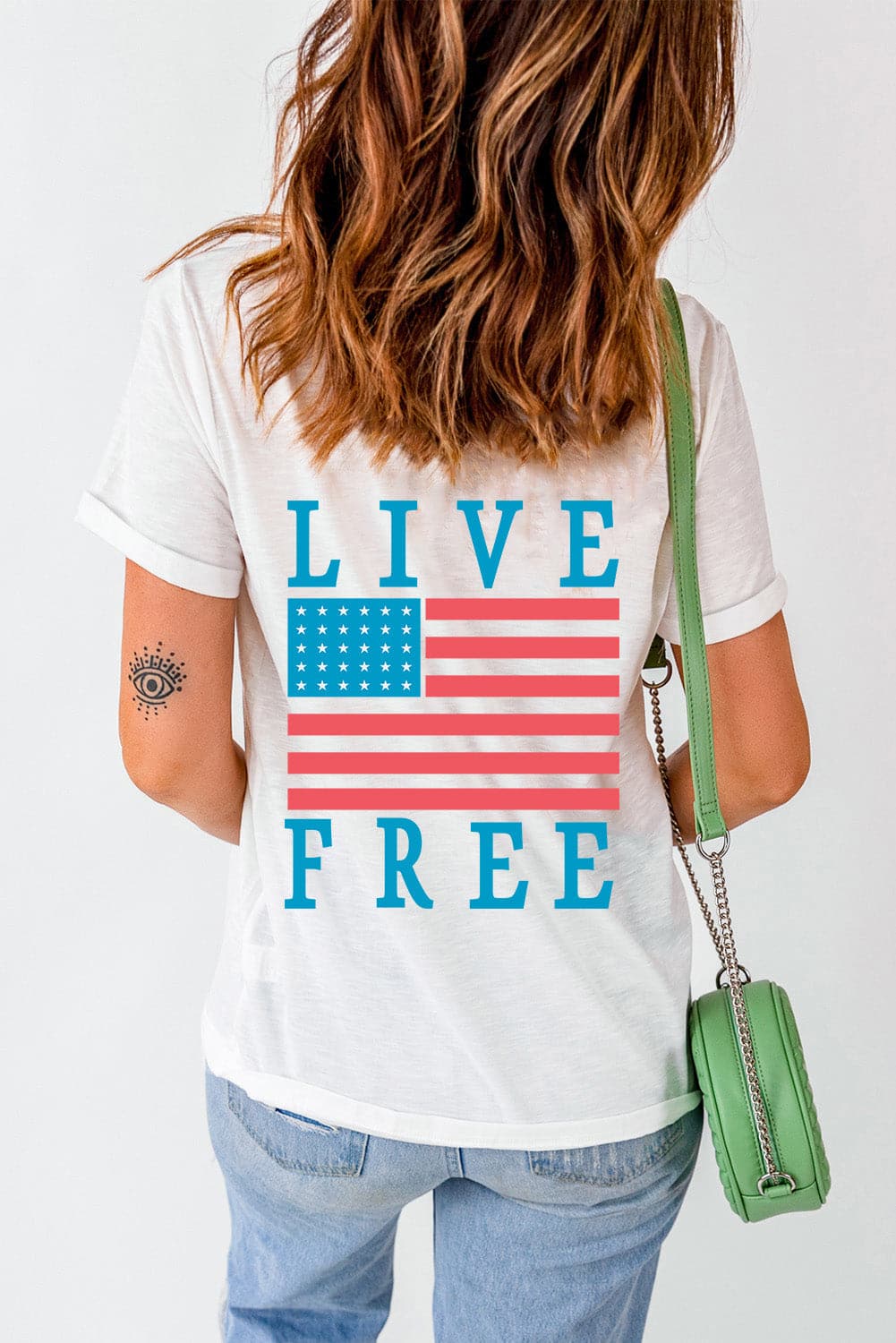 US Flag Round Neck Short Sleeve T-Shirt.