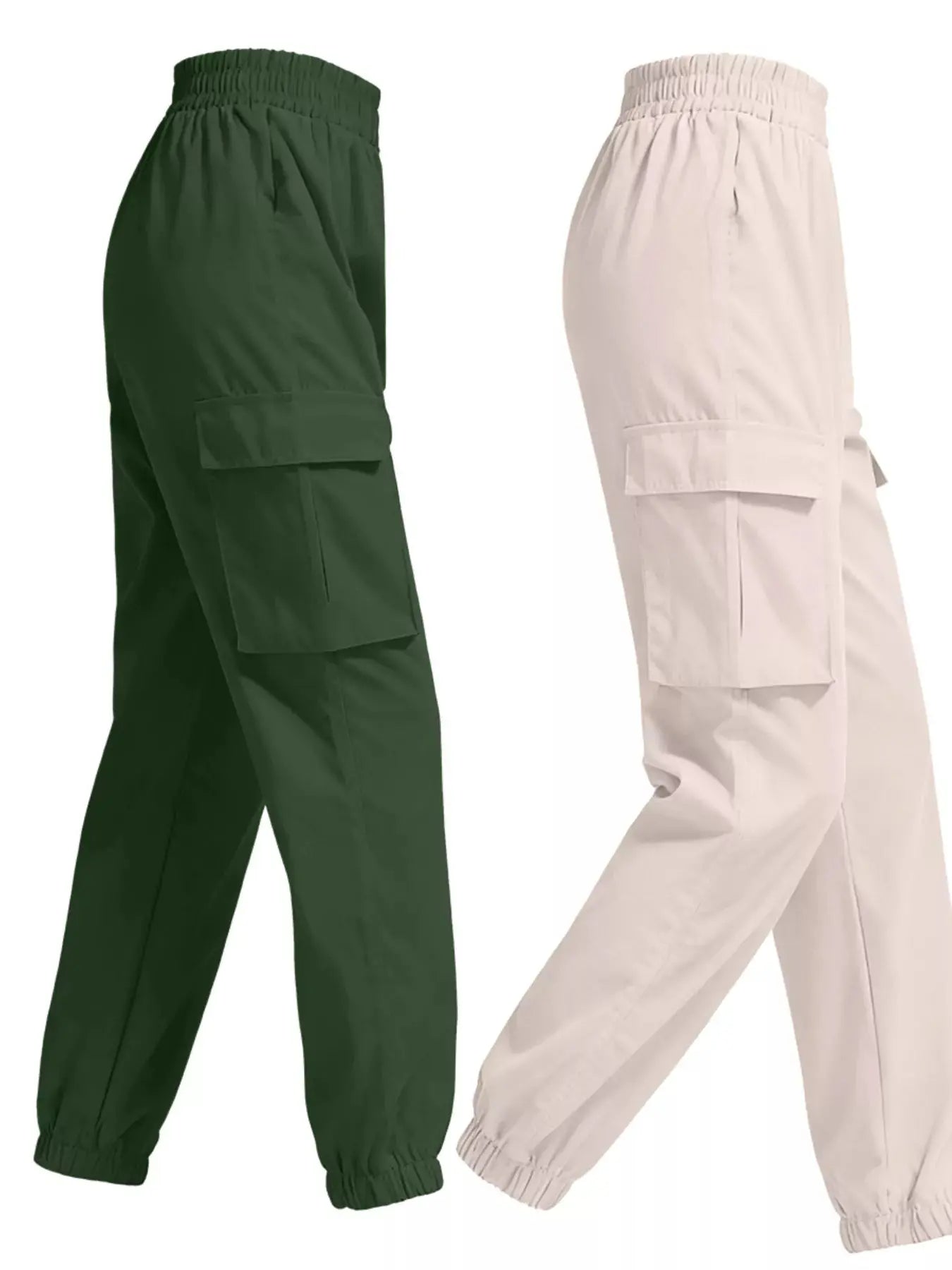 2 Piece Elastic Waist Cargo Pants Simply Love