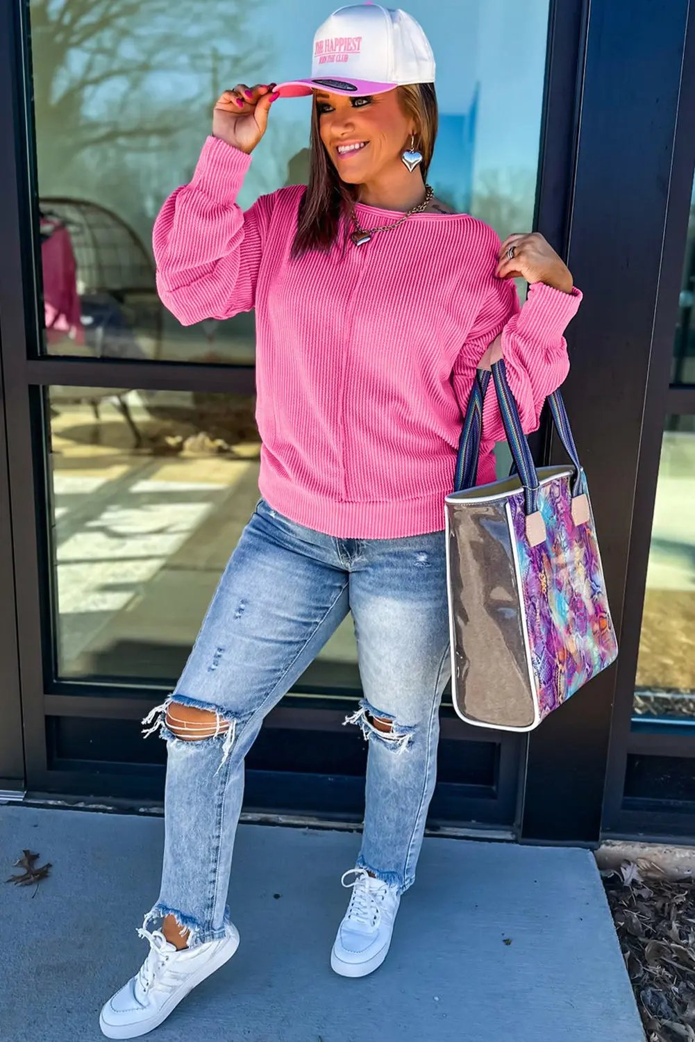 Bonbon Spiral Ribbed Exposed Seam Top Plus Size Long Sleeve Dear-Lover Dropshipping