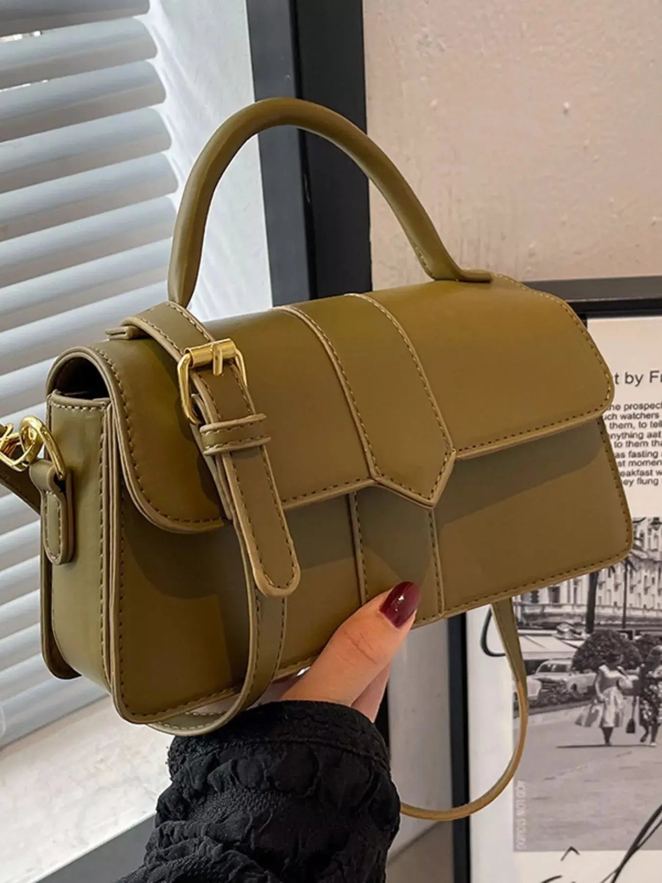 Small PU Leather Top Handle Crossbody Bag With Adjustable Strap Simply Love