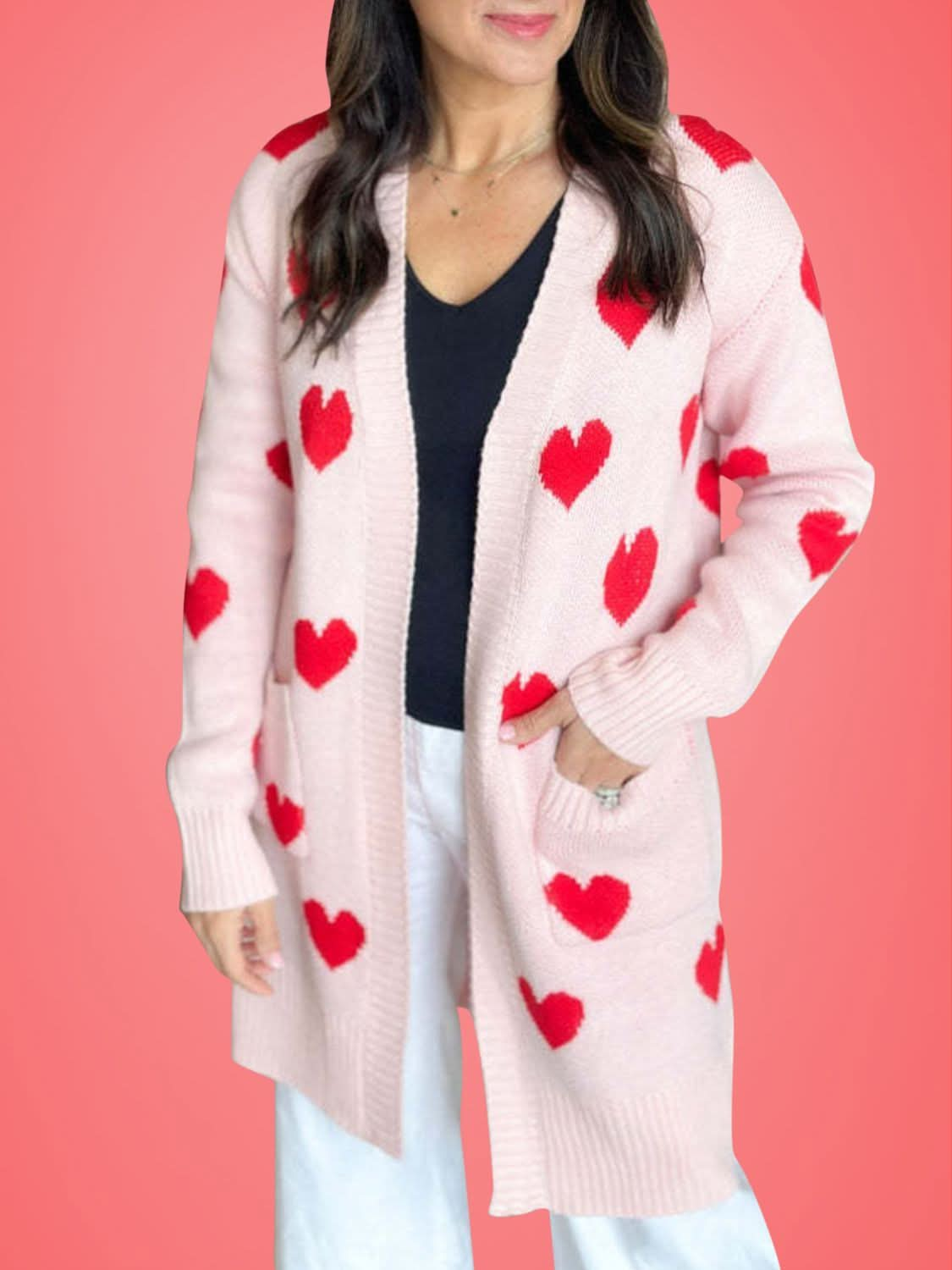 Cozy heart cardigan with pockets