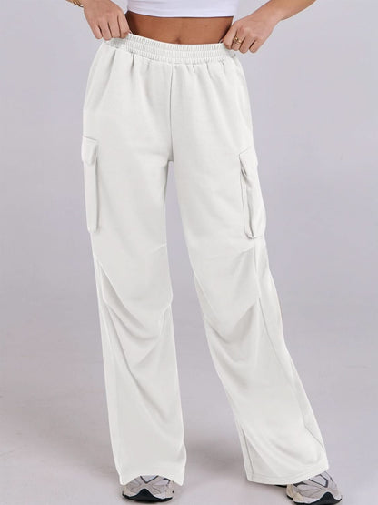 Wide-Leg Comfort Pants with Elastic Waist and Pockets