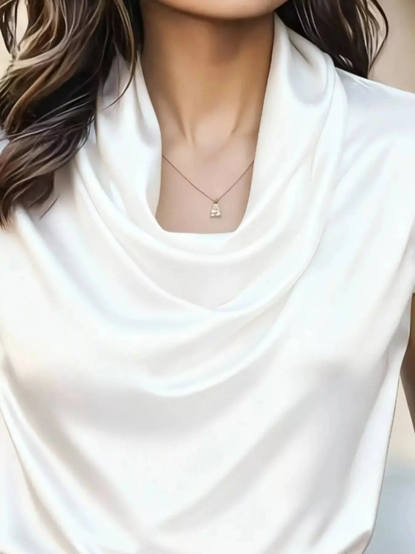 Satin Cowl Neck Blouse Simply Love