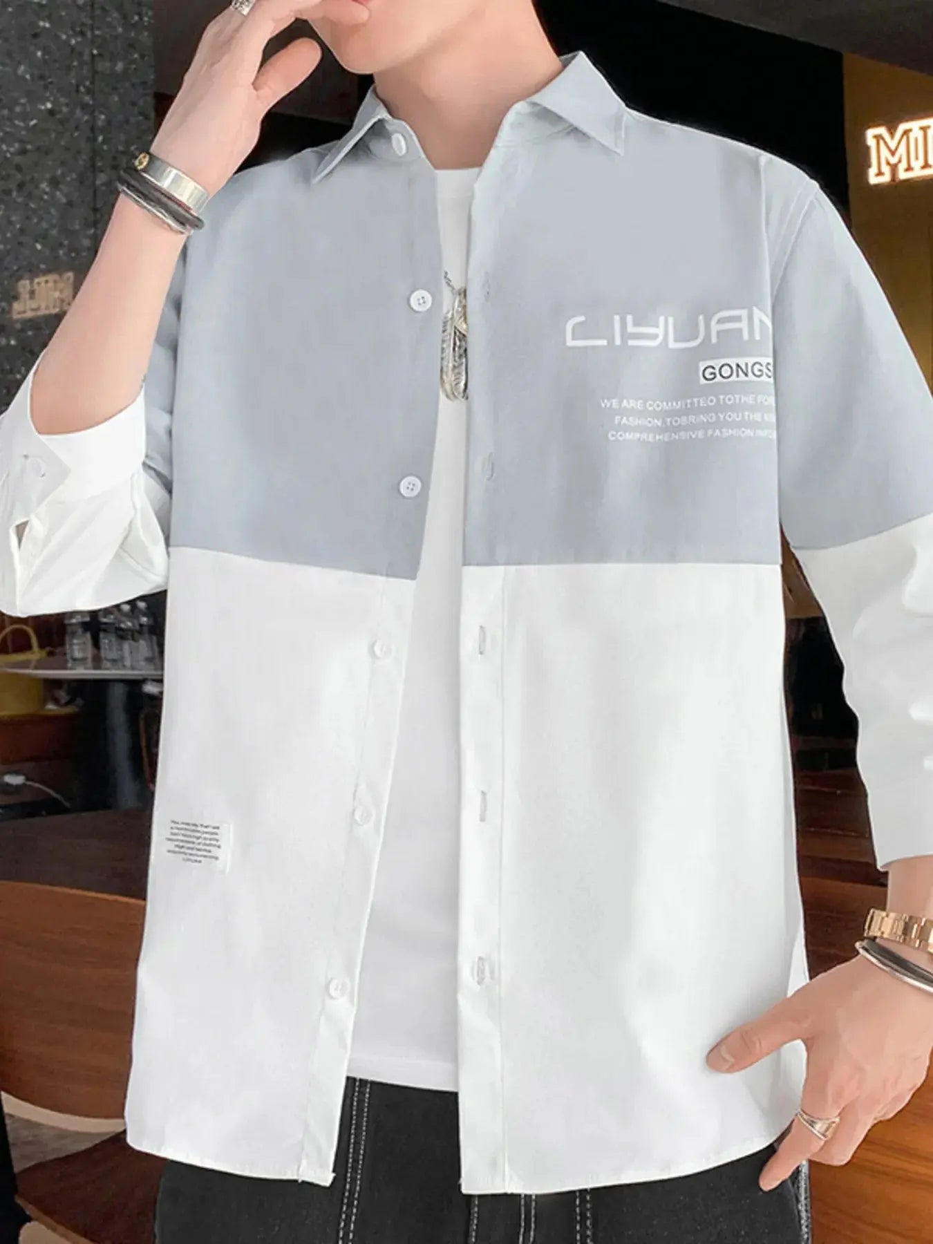 Children's Plus Size Two-Tone Casual Button-Down Shirt Simply Love