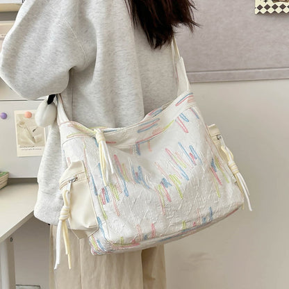 Textured nylon shoulder bag