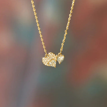 18K Gold-Plated 925 Sterling Silver Zircon Heart Necklace.