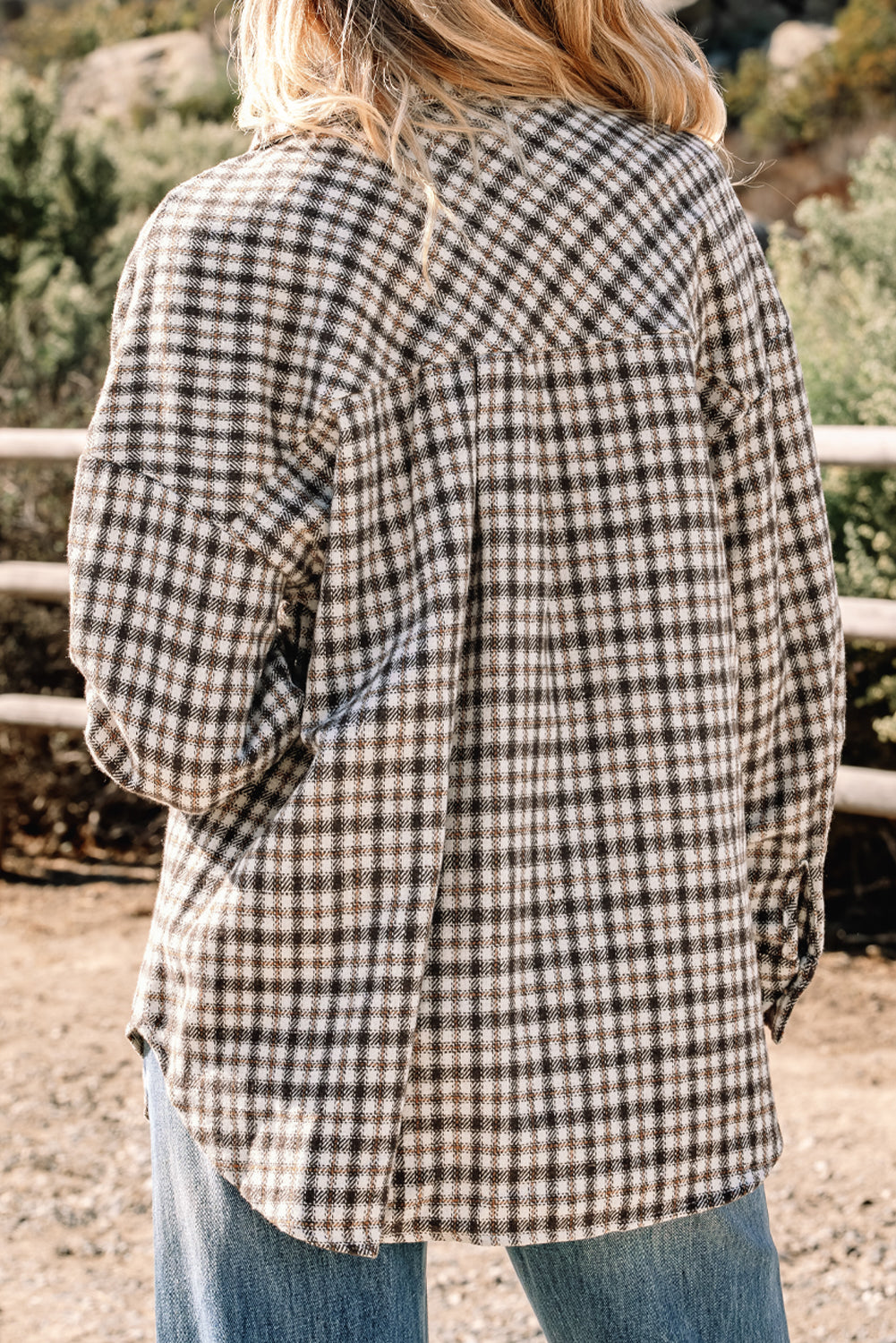 Casual Corduroy Shacket Patchwork Plaid With Flap Pockets Dear-Lover Dropshipping