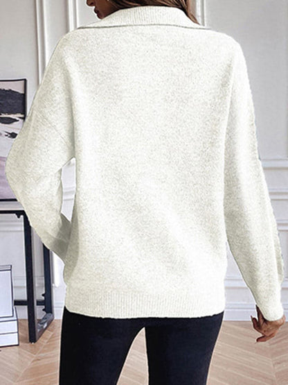 Half Zip Dropped Shoulder Sweater.