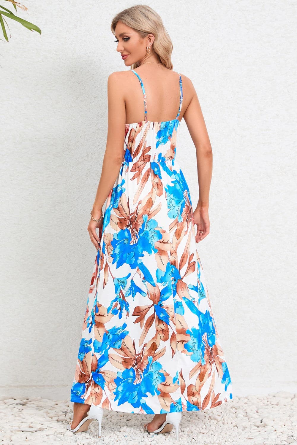 Printed Surplice Maxi Cami Dress.