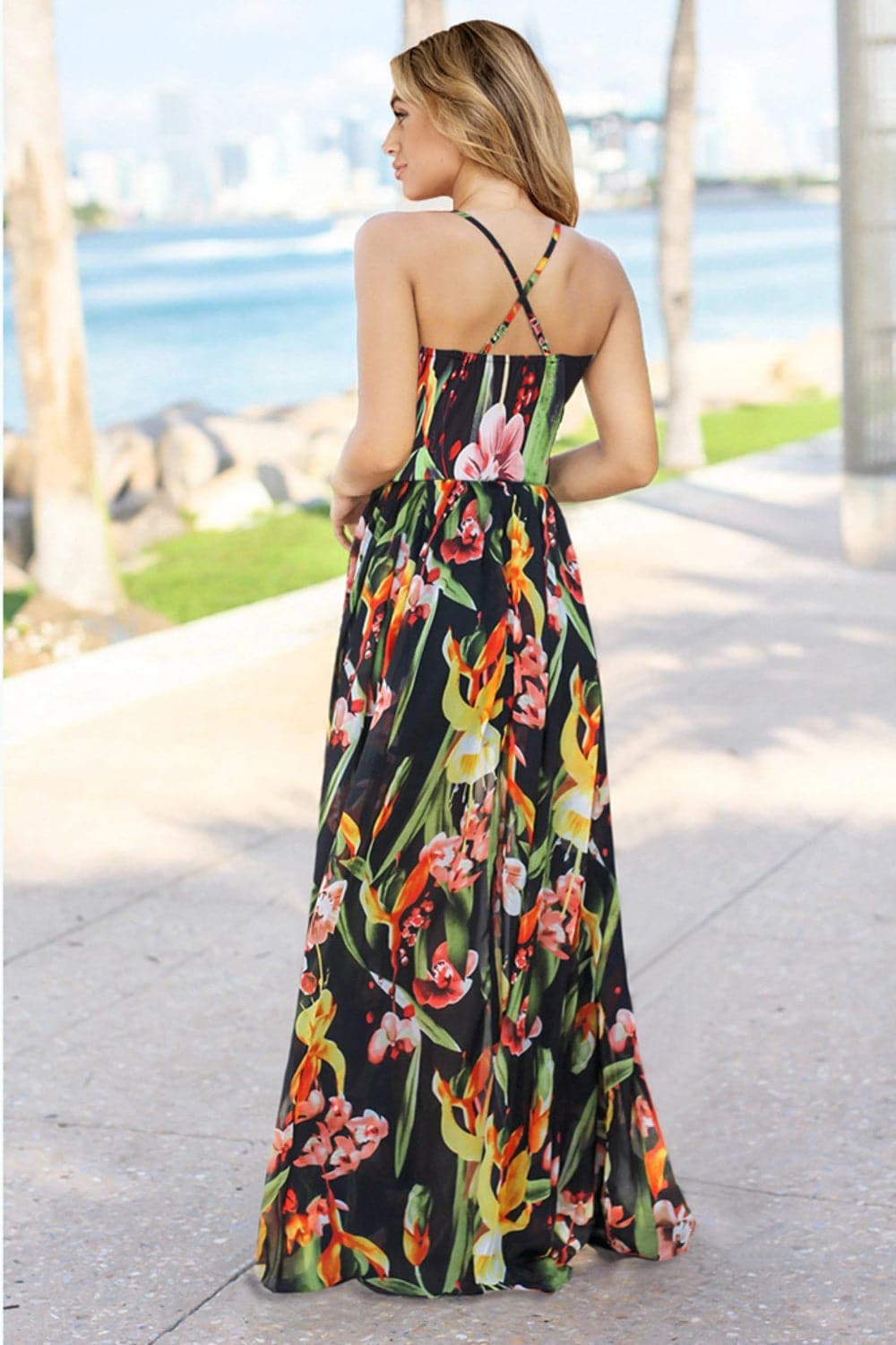 Crisscross Printed Surplice Cami Dress.