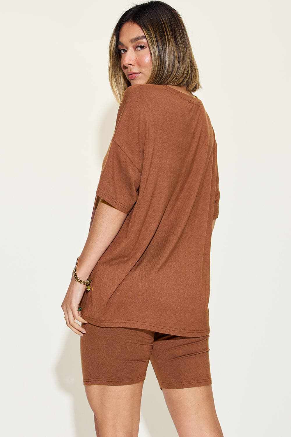 Basic Bae v-neck t-shirt & shorts set - Love Salve 