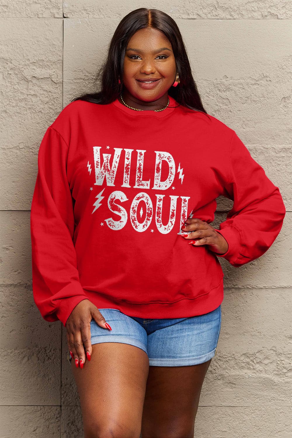 Simply Love Full Size WILD SOUL Graphic Sweatshirt.