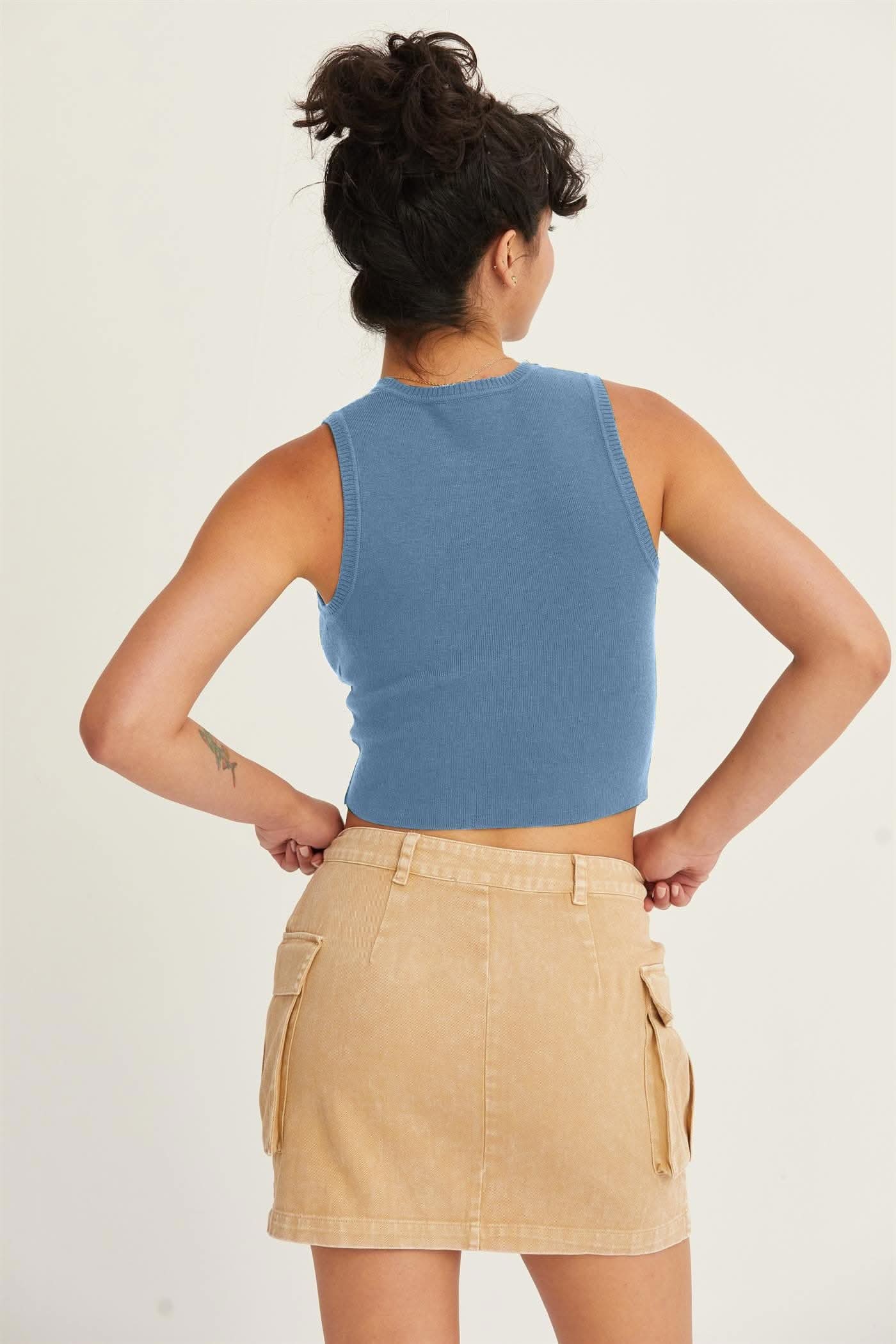 Chic ribbed cropped tank top - Love Salve 