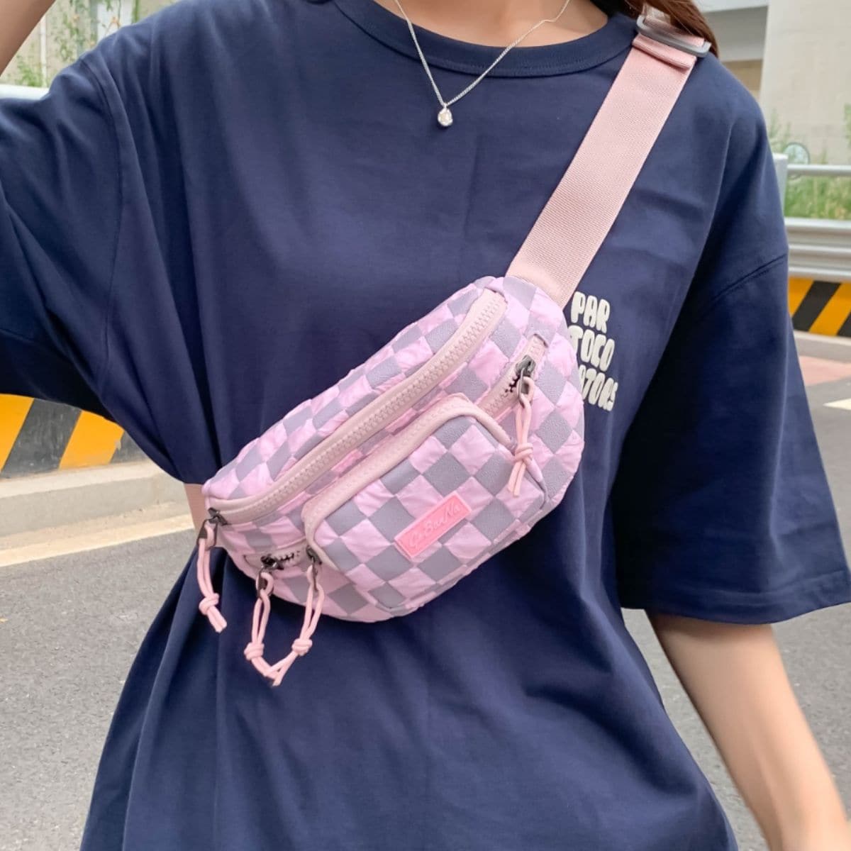 Medium nylon checkered bag