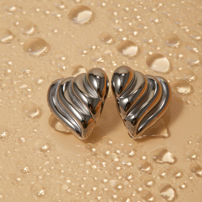 Stainless Steel Heart Shape Stud Earrings.