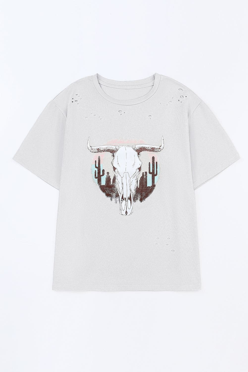 Plus Size Animal Graphic Distressed Tee Shirt.