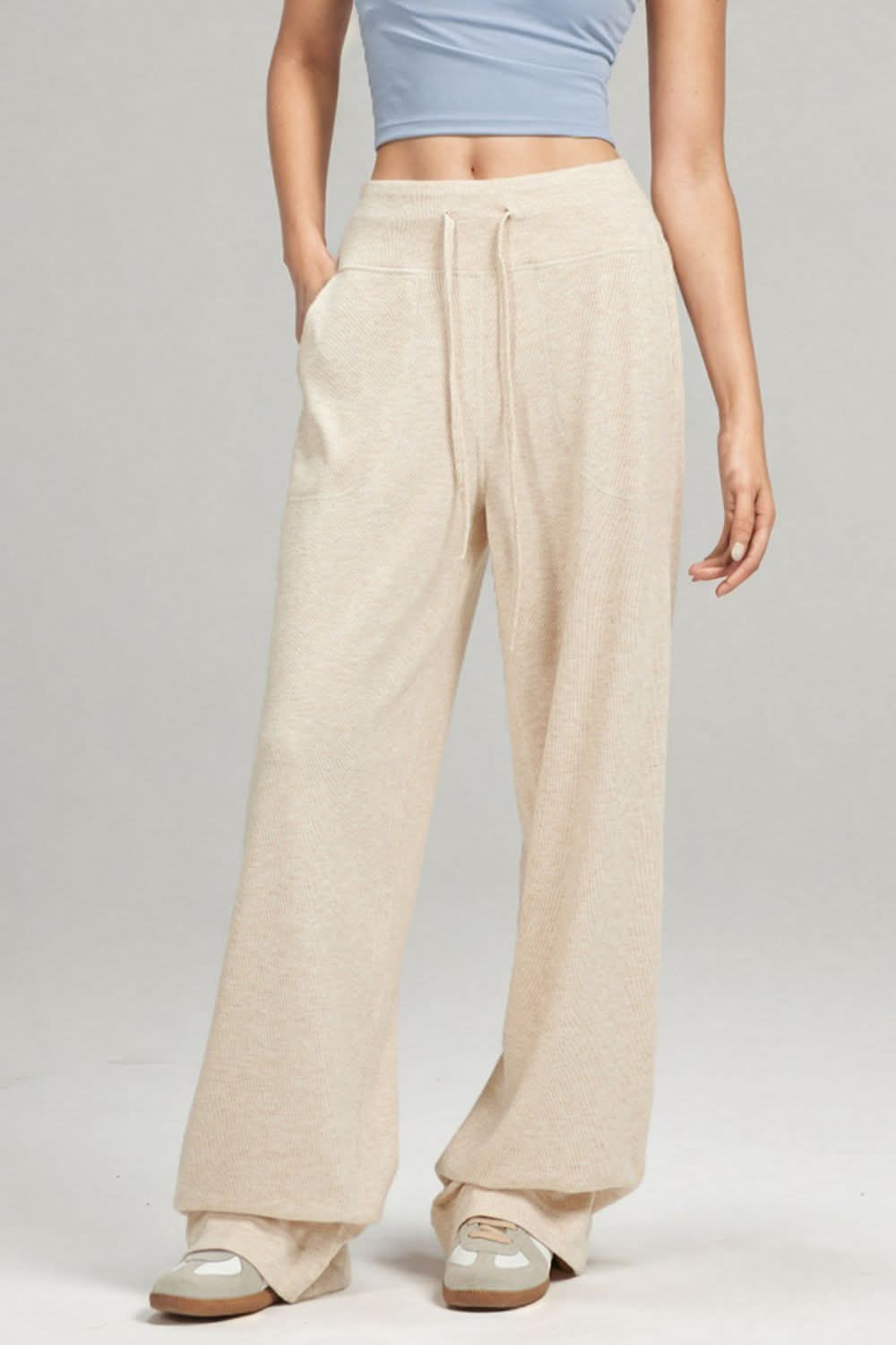 Casual Comfort Wide Leg Drawstring Pants with Pockets