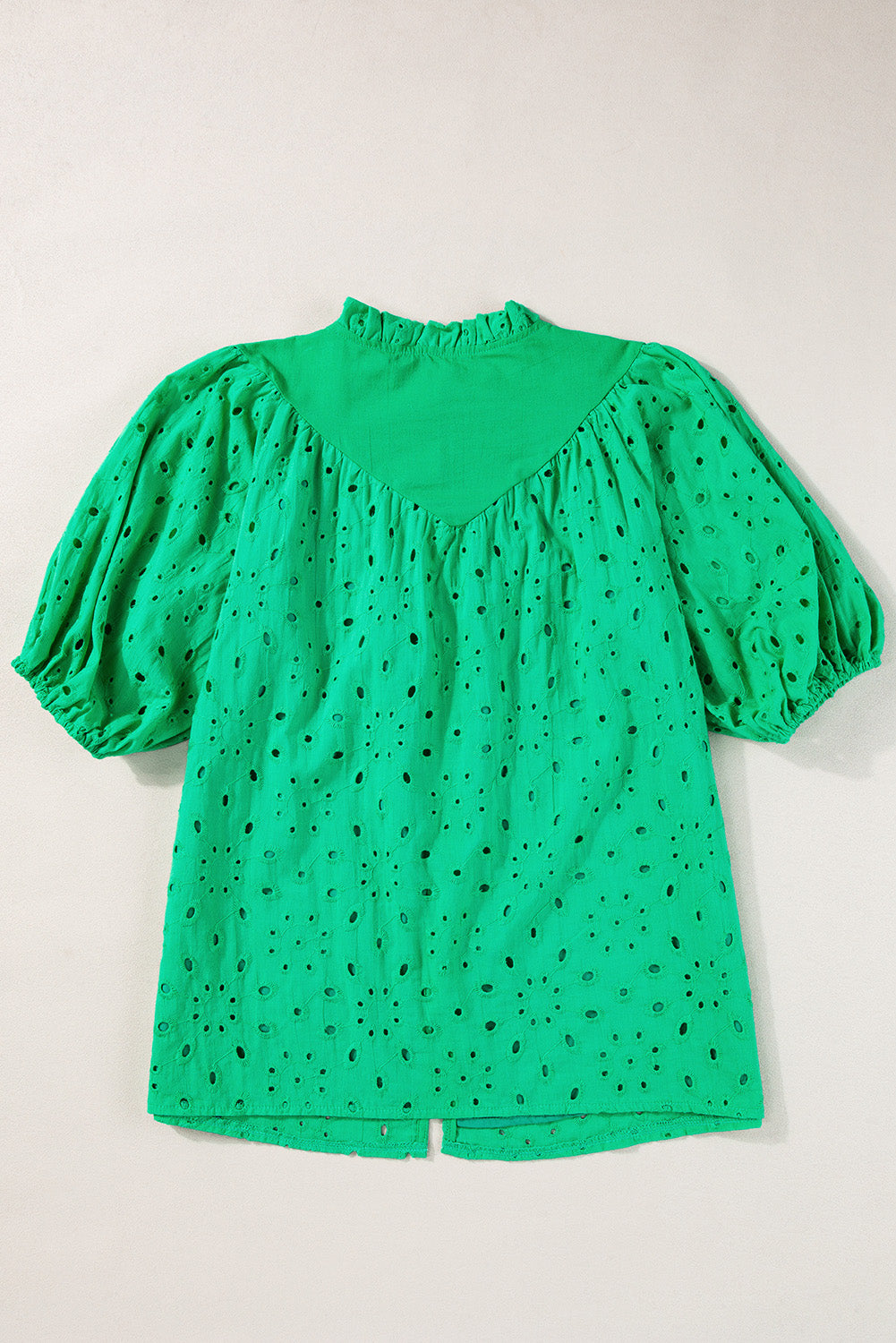 Charming green puff sleeve blouse