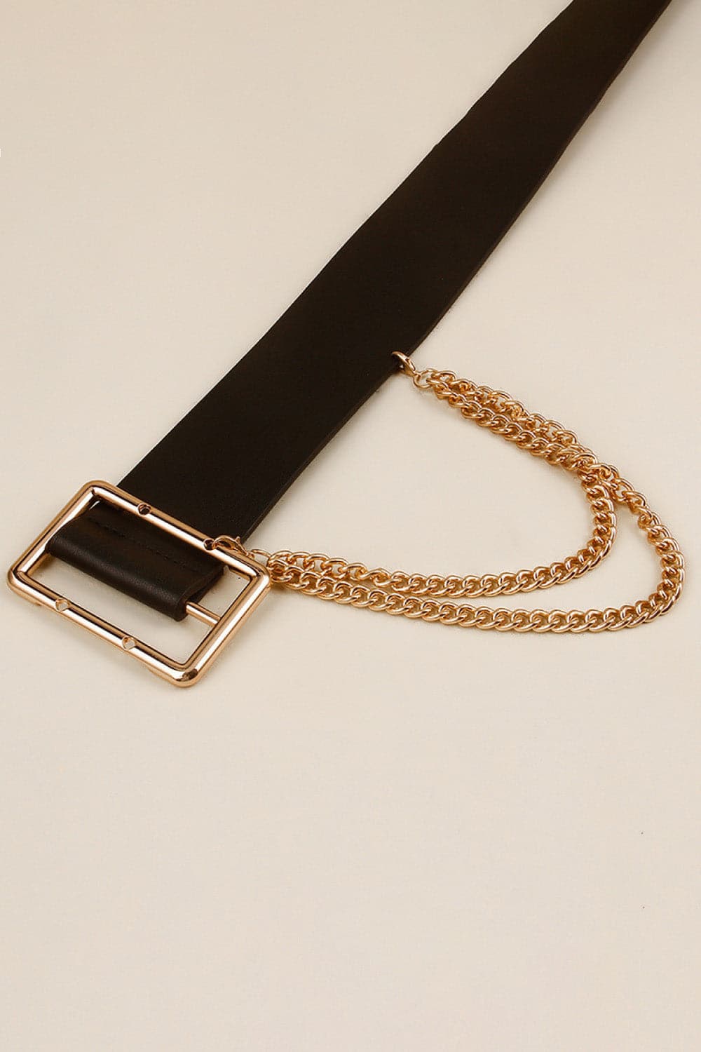 PU Leather Wide Belt with Chain.