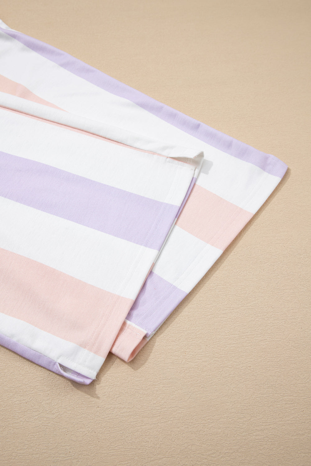 Purple Stripe Print Drawstring Loose Pants With Pockets
