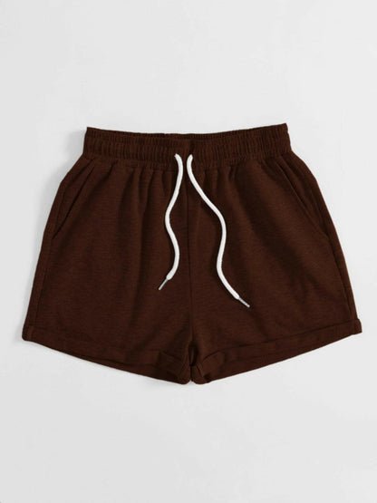 Drawstring Pocketed Elastic Waist Shorts.