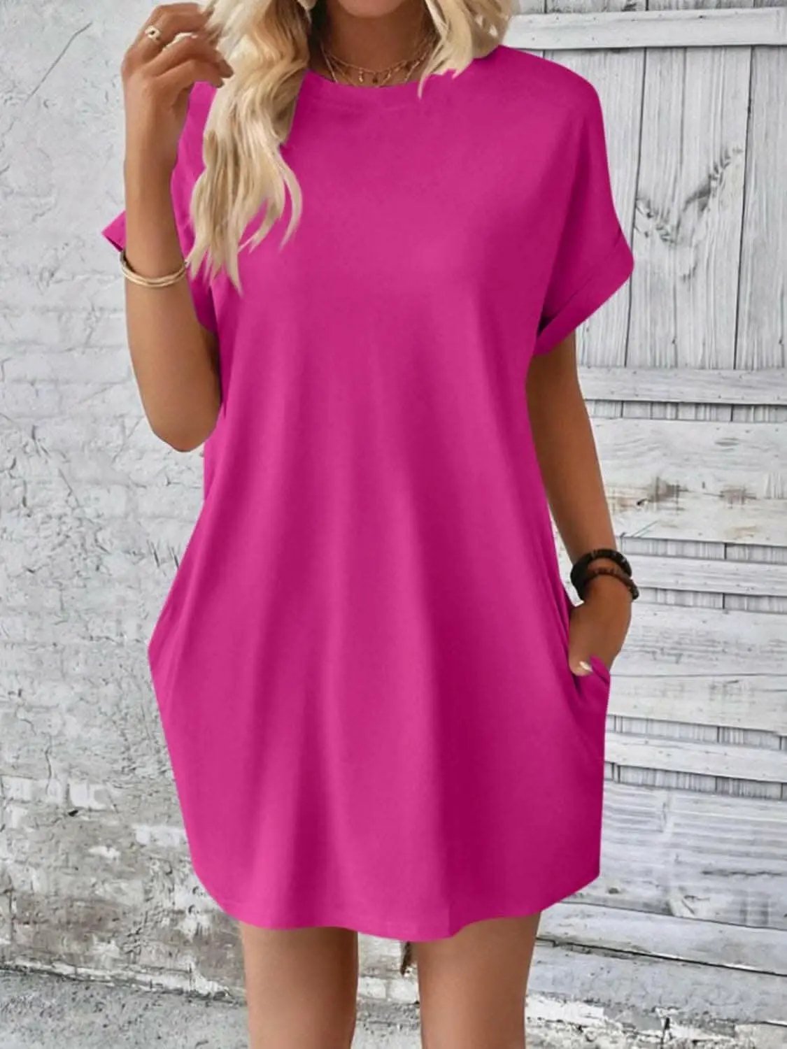 Chic round neck mini dress - Love Salve 