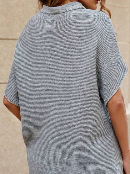 Mock Neck Short Sleeve Sweater.