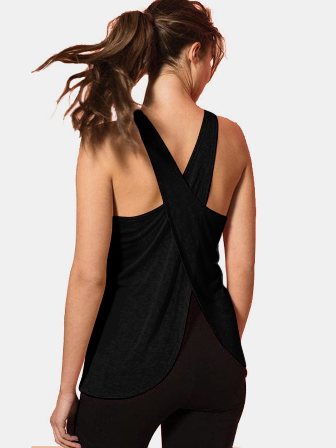 Crisscross Scoop Neck Active Tank.