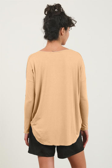 HYFVE Draped Drop Shoulder Long Sleeve Top.