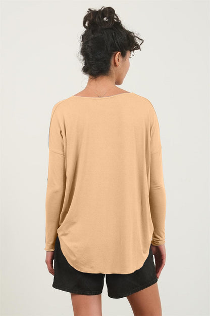 HYFVE Draped Drop Shoulder Long Sleeve Top.