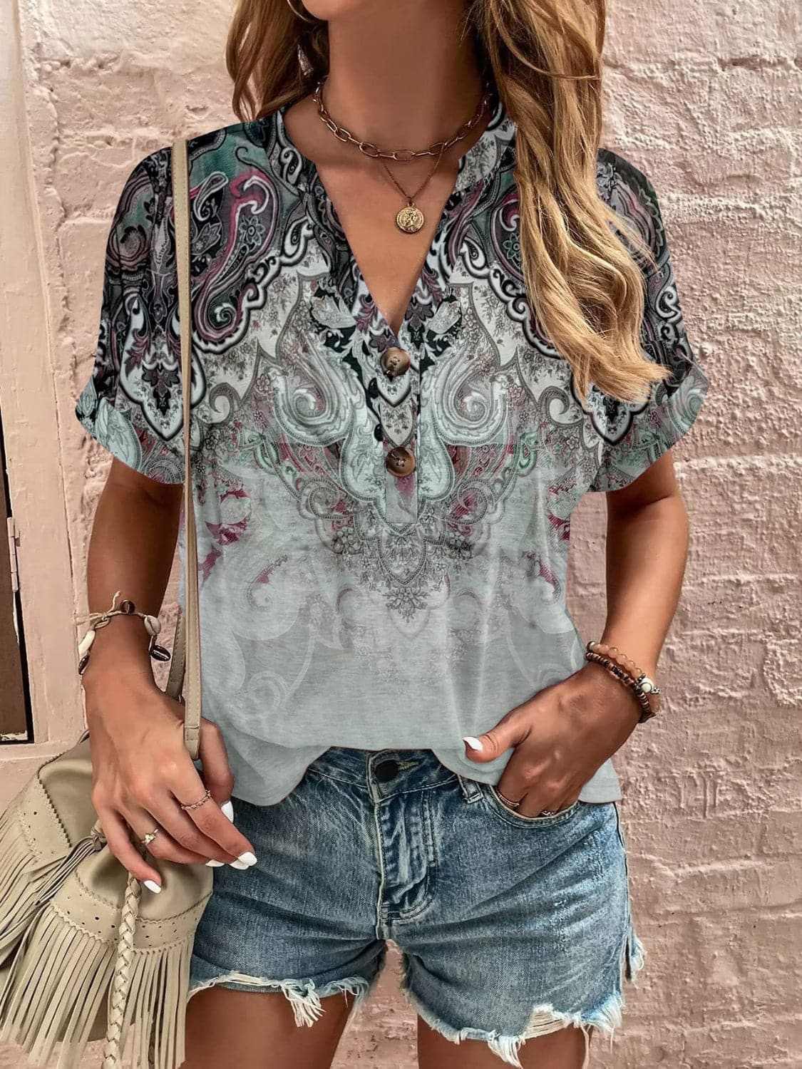 Chic sheer short sleeve blouse - Love Salve 