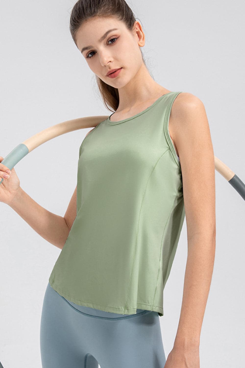 Wide Strap Round Neck Active Tank.