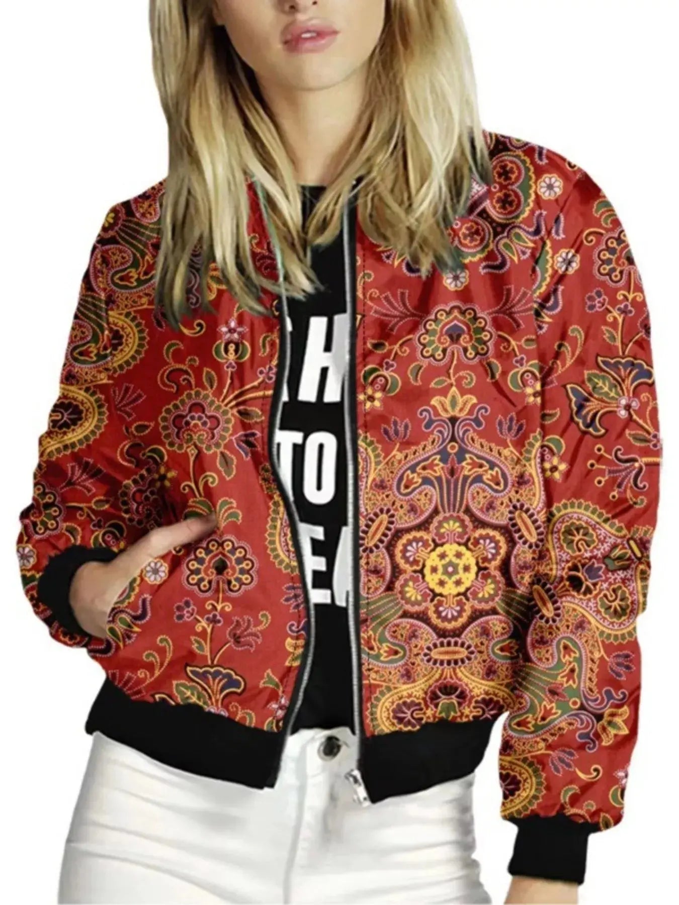 Zip Up Printed Jacket Simply Love
