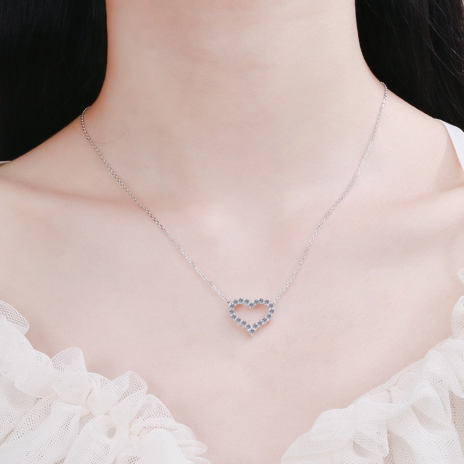 Moissanite 925 Sterling Silver Heart Shape Necklace.