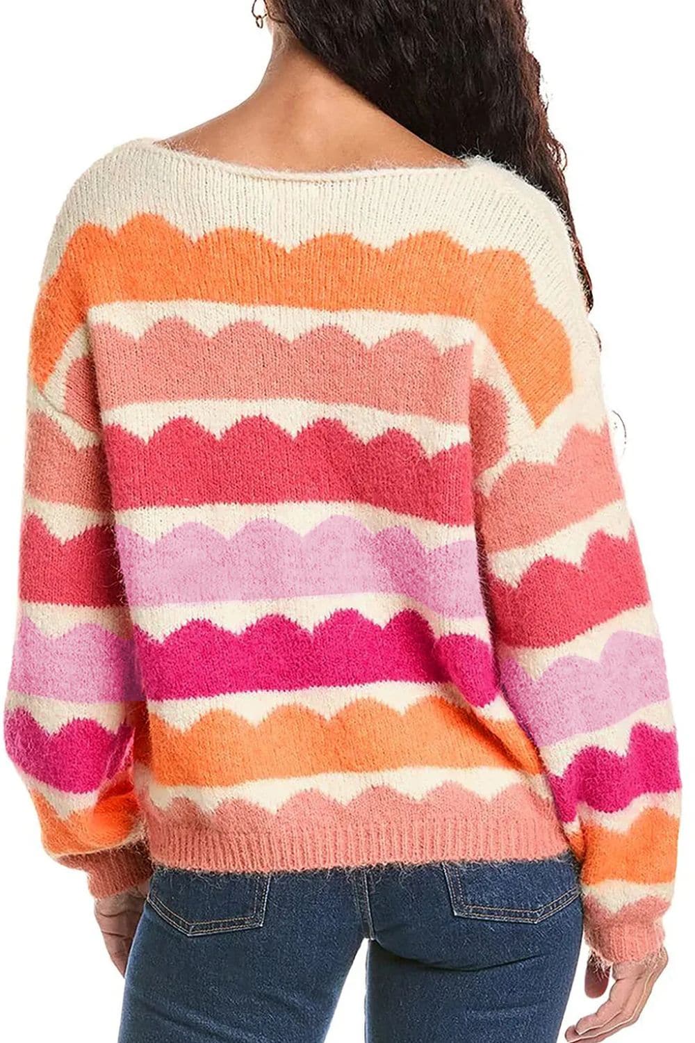 Chic boat neck knit sweater