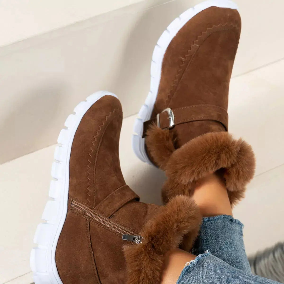 Faux Fur Trim Ankle Boots Simply Love